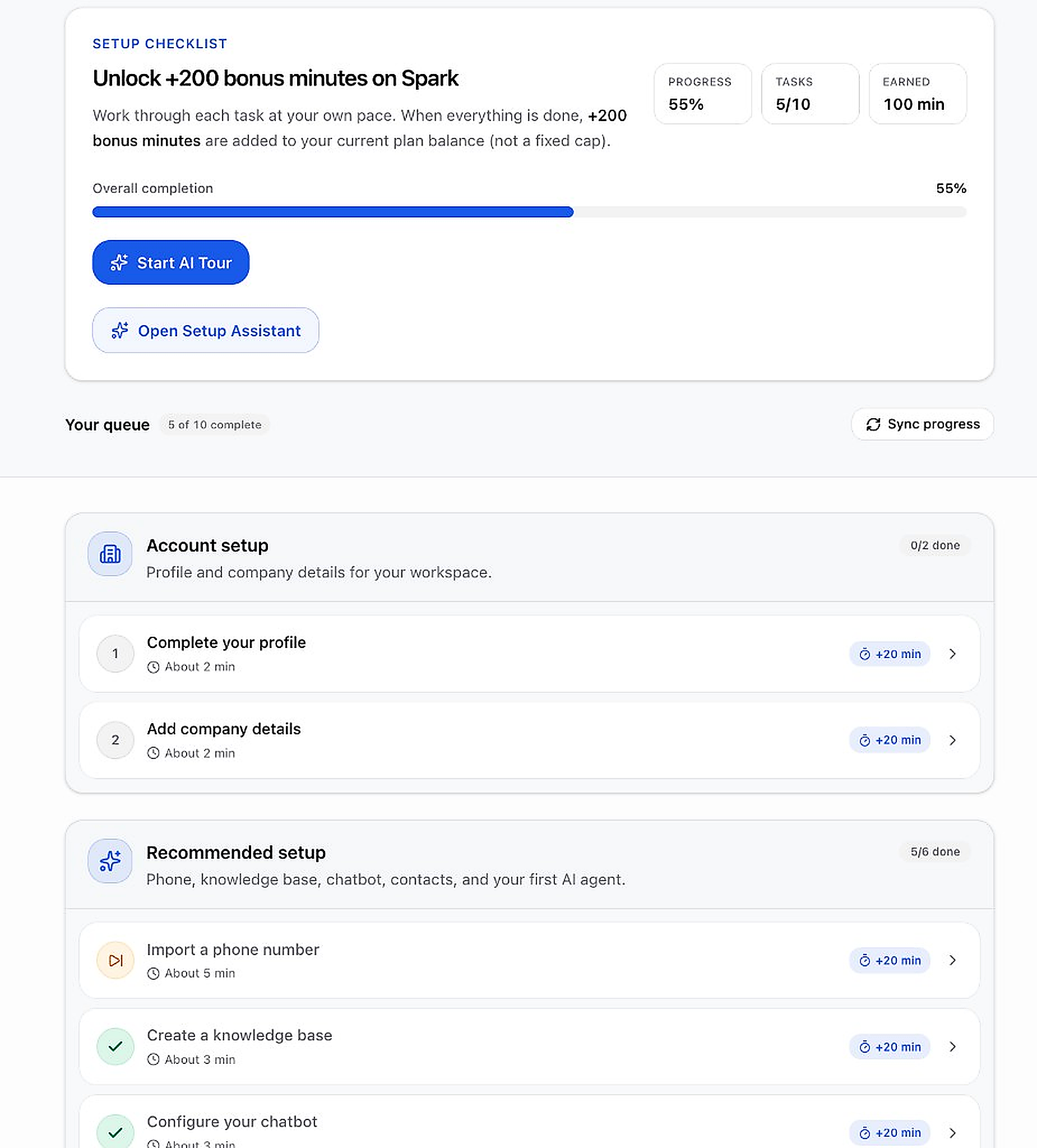 Onboarding hub setup checklist