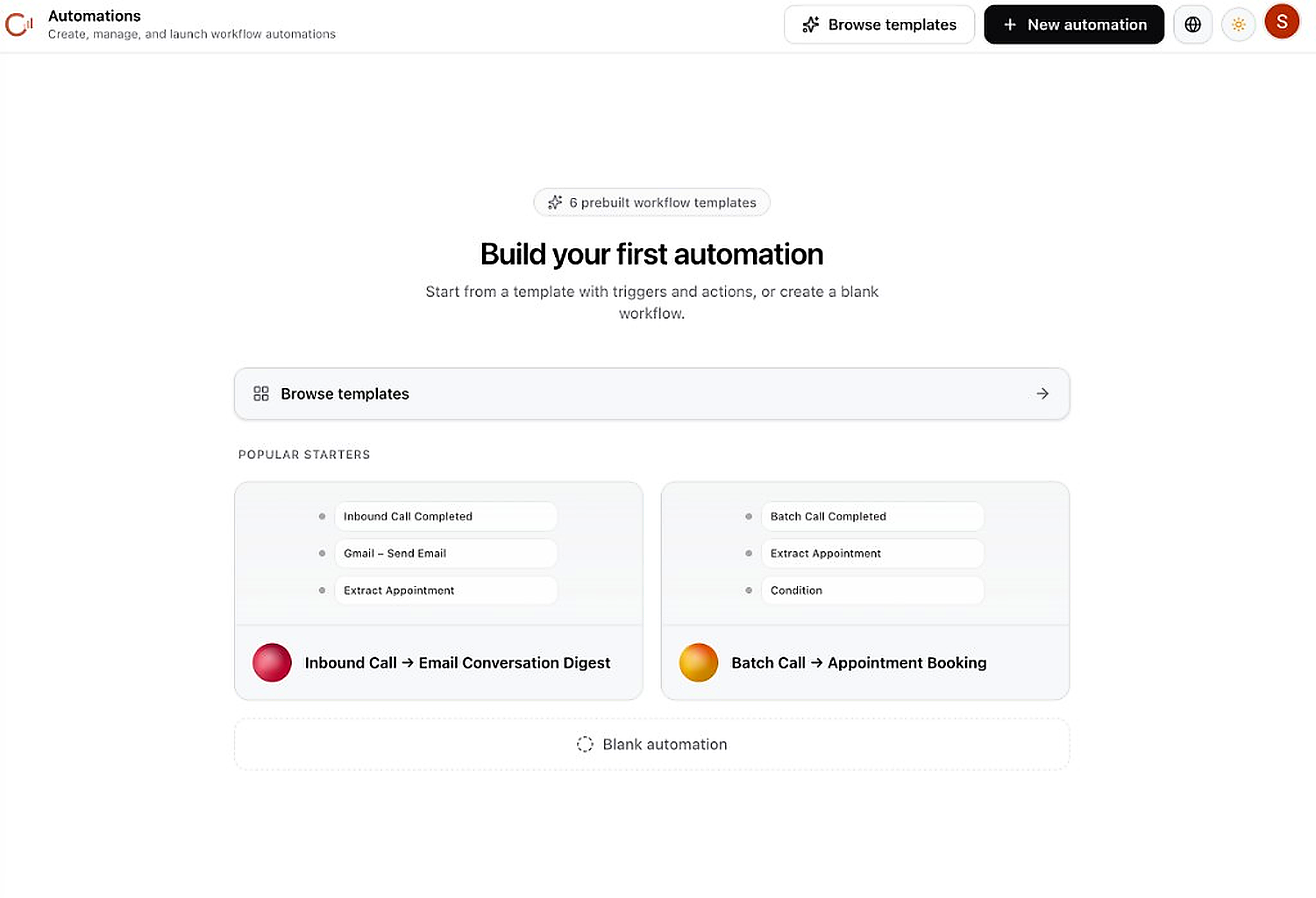 Automations empty state