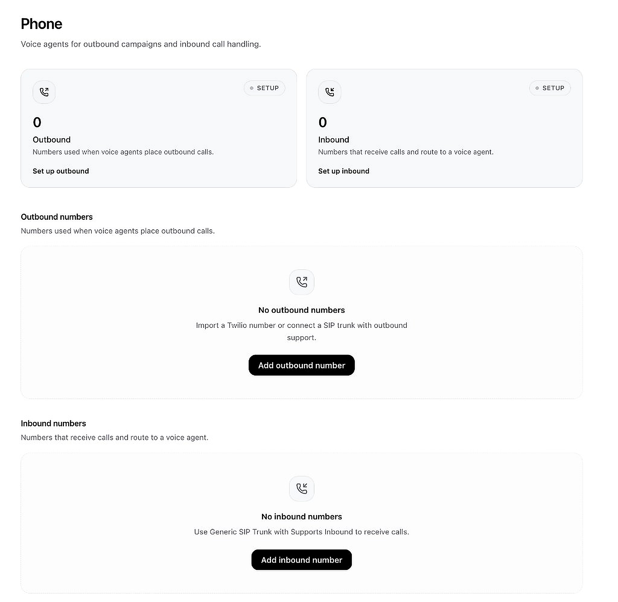 Phone configuration page