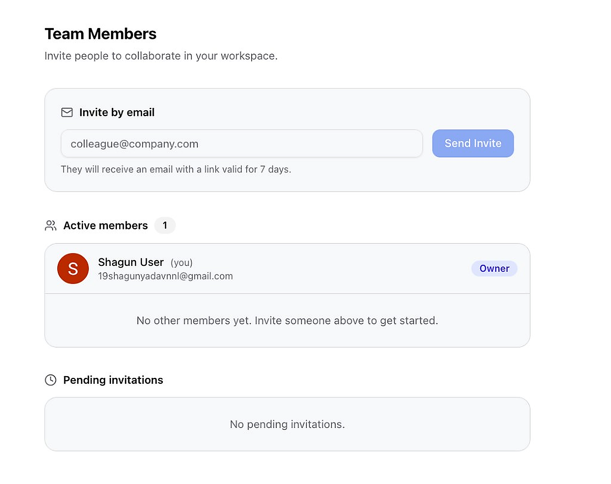 Team members page